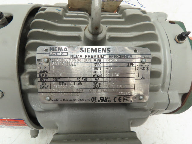 Roper 33AM03 Type 2 Fuel Transfer Gear Pump 1Hp Siemens Motor 1165 RPM 460V 3PH