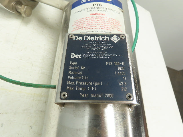 Dec De Dietrich PTS 150-N Stainless Powder Transfer Pump Housing 6" Flanged