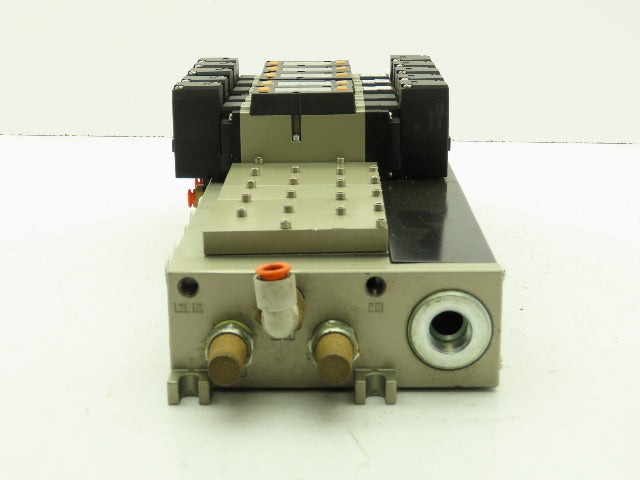 SMC NVV5FS301T-101 NVFS33005FZ Manifold Multi Port Has 5 Solenoid Valves
