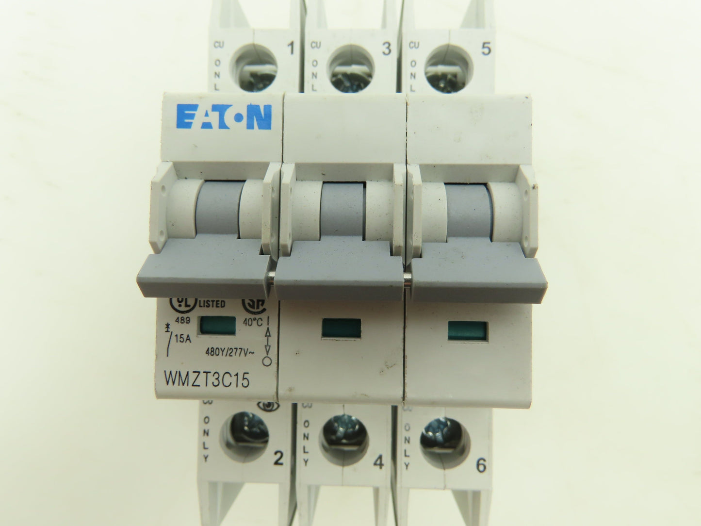 Eaton WMZT3C15 Circuit Breaker 15A 277/480V 3 Pole DIN Rail 3Ph