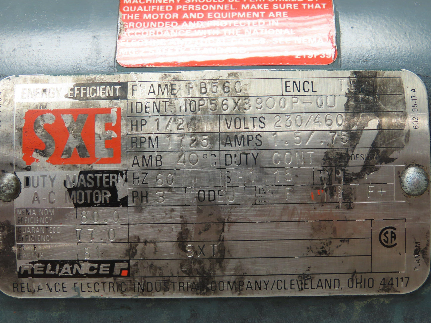 Dodge Reliance Gearmotor 50:1 Reducer 1/2Hp 230/460V 3PH FB56C Dual Output