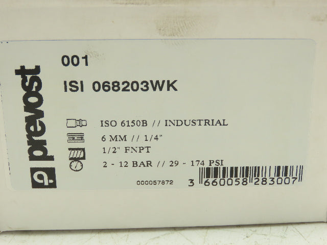 Prevost ISI 068203WK Compressed Air Manifold 1/2" FNPT Coupler Drain 1/4"