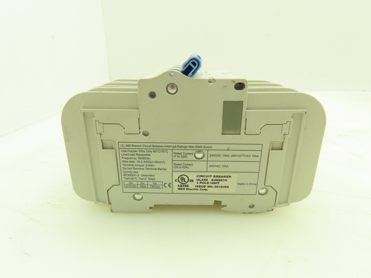 Weg UMBW-4D3-5D5 Circuit Breaker 240VAC 10kA 35-63A 3 Pole