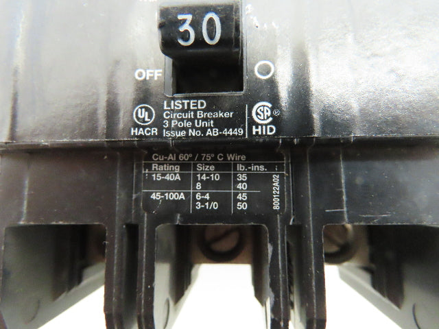 Siemens BQD330 Circuit Breaker 30A 3 Pole 480Y/277V AC