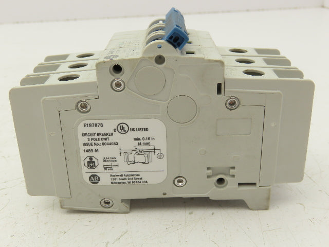 Allen Bradley 1489-M3C030 Circuit Breaker 3A 3 Pole 277/480V Din Rail Mount