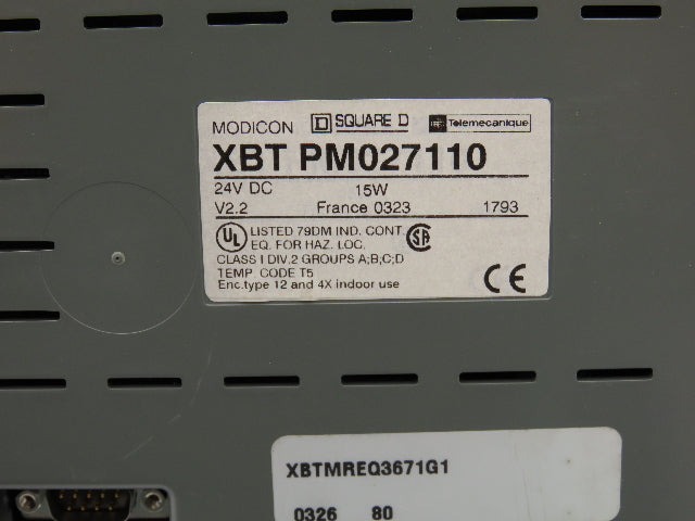 Square D XBT PM027110 Magelis Data Entry Panel Operator Interface XBTPMREQ3671G1