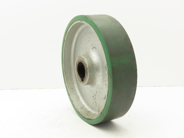 Trew 12x3" Duralast Green Polyurethane Cast Iron Wheel 1-15/16" Keyed Bore