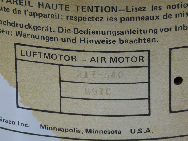 Graco 217-540 Senator Pneumatic Air Motor