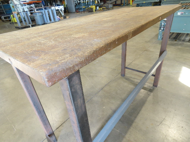 Industrial Butcher Block Top Workbench Table 72"W 30"D 46"H Heavy Steel Legs