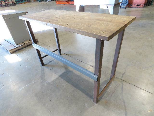 Industrial Butcher Block Top Workbench Table 72"W 30"D 46"H Heavy Steel Legs