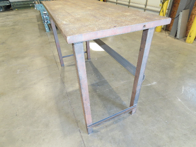 Industrial Butcher Block Top Workbench Table 72"W 30"D 46"H Heavy Steel Legs