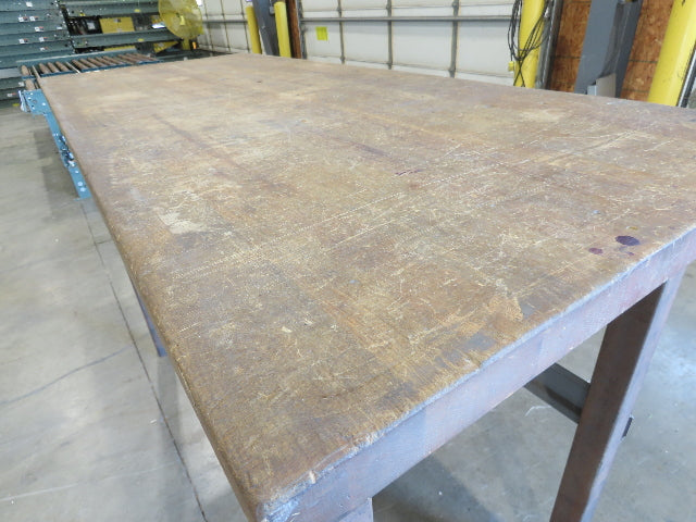 Industrial Butcher Block Top Workbench Table 72"W 30"D 46"H Heavy Steel Legs