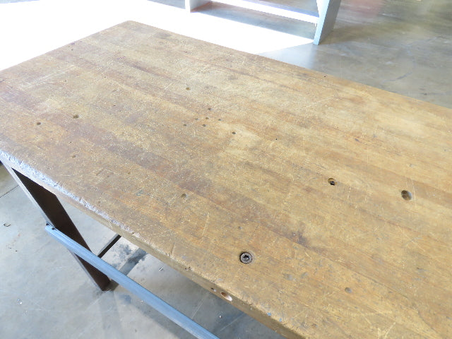 Industrial Butcher Block Top Workbench Table 72"W 30"D 46"H Heavy Steel Legs