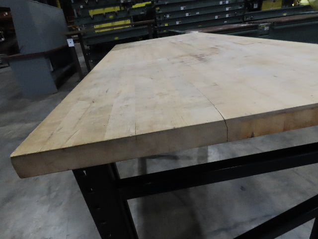 Industrial Butcher Block Top Workbench Table 68"W 30"D 40"H