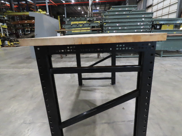 Industrial Butcher Block Top Workbench Table 68"W 30"D 40"H