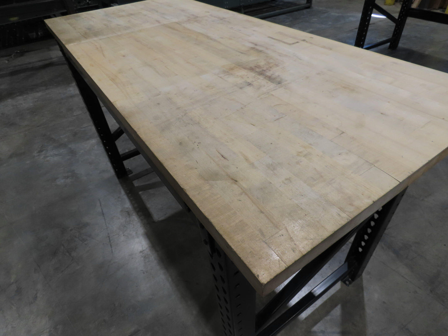Industrial Butcher Block Top Workbench Table 68"W 30"D 40"H