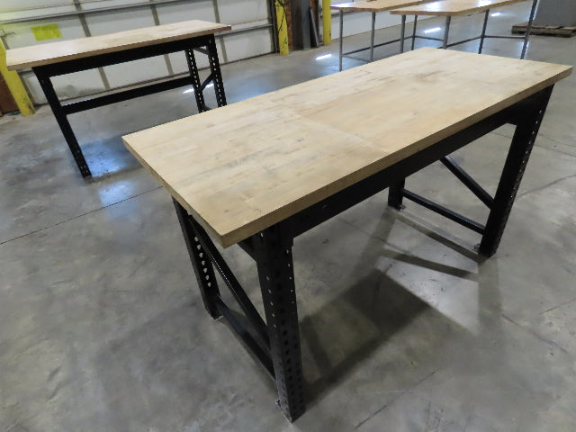 Industrial Butcher Block Top Workbench Table 68"W 30"D 40"H