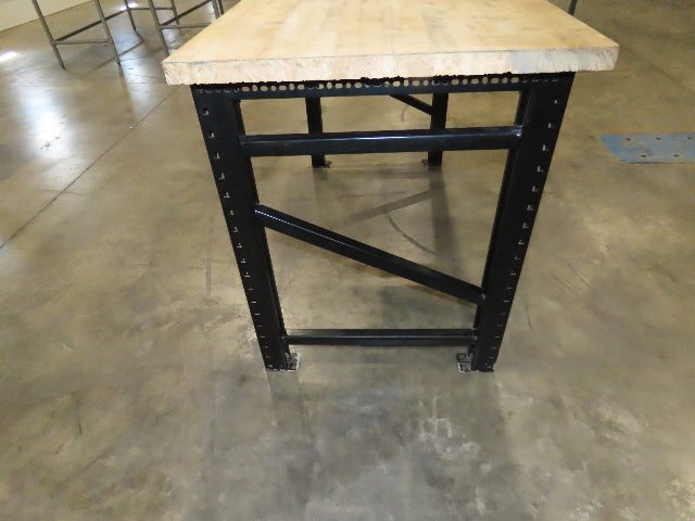 Industrial Butcher Block Top Workbench Table 68"W 30"D 40"H