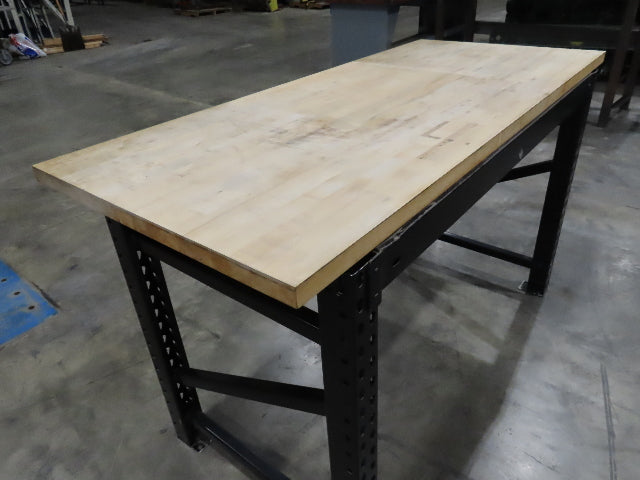 Industrial Butcher Block Top Workbench Table 68"W 30"D 40"H