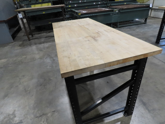 Industrial Butcher Block Top Workbench Table 68"W 30"D 40"H