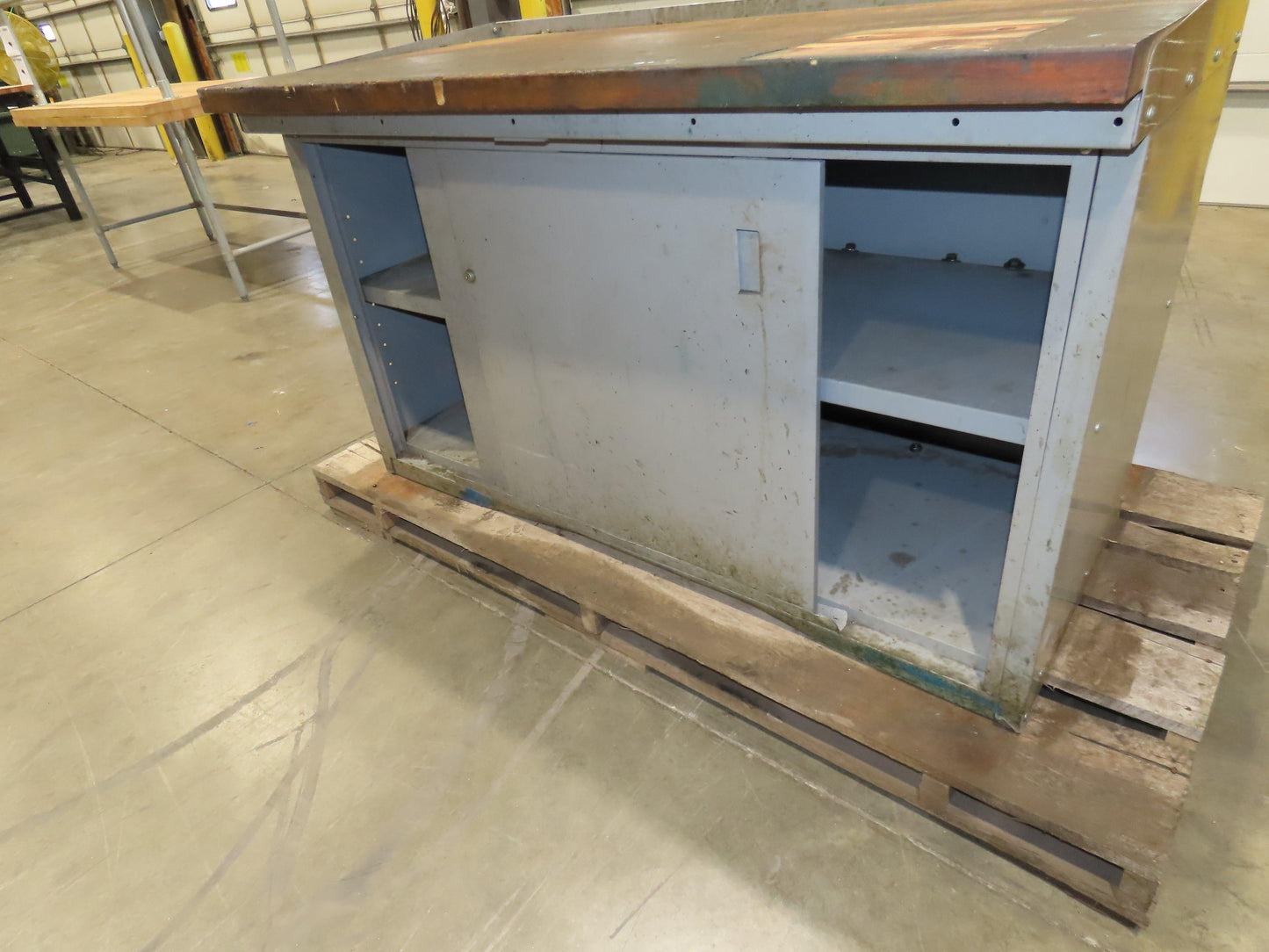Industrial Butcher Block Top Workbench 2-Door Cabinet Workstation 60"W 30"D 36"H