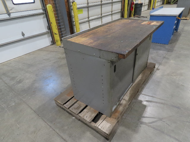 Industrial Butcher Block Top Workbench 2-Door Cabinet Workstation 60"W 30"D 36"H