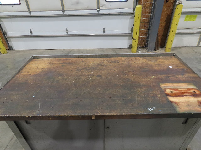 Industrial Butcher Block Top Workbench 2-Door Cabinet Workstation 60"W 30"D 36"H