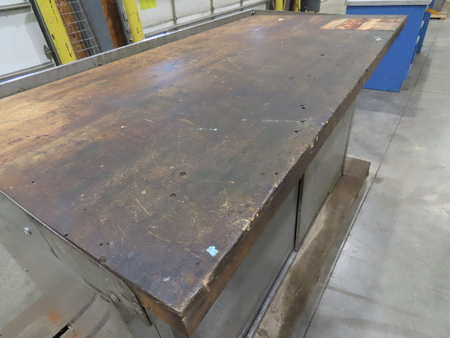Industrial Butcher Block Top Workbench 2-Door Cabinet Workstation 60"W 30"D 36"H