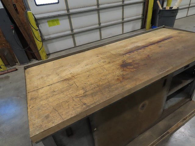 Industrial Butcher Block Top Workbench 2-Door Cabinet Workstation 72"W 29"D 36"H