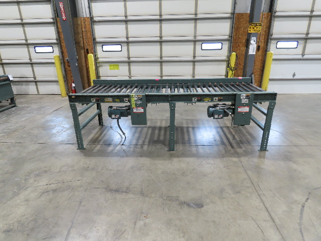 Hytrol 42"x 10' Chain Drive 1.9" Live Roller Conveyor 36"BF Dual Drive 30 FPM