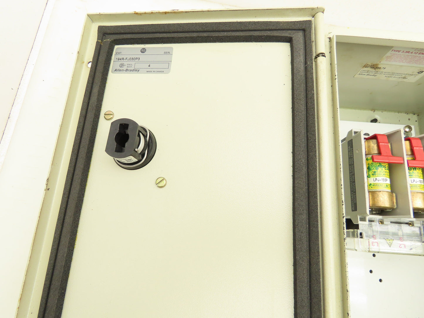 Allen Bradley 40788-309-75 Disconnect Switch Fused 3 Phase Electrical Enclosure