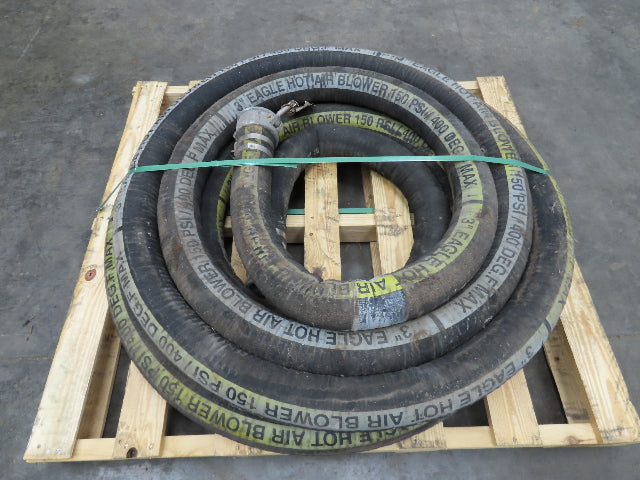 Eagle 3" ID x 48' Hot Air Compressor Dry Bulk Blower Hose Black Rubber 150 PSI
