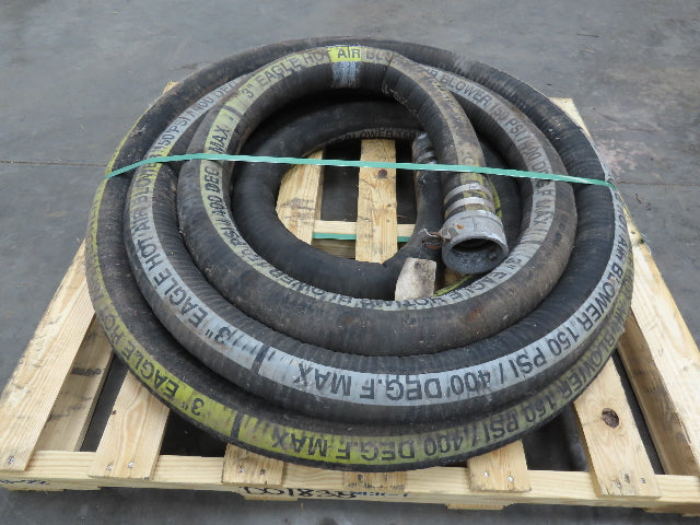 Eagle 3" ID x 48' Hot Air Compressor Dry Bulk Blower Hose Black Rubber 150 PSI