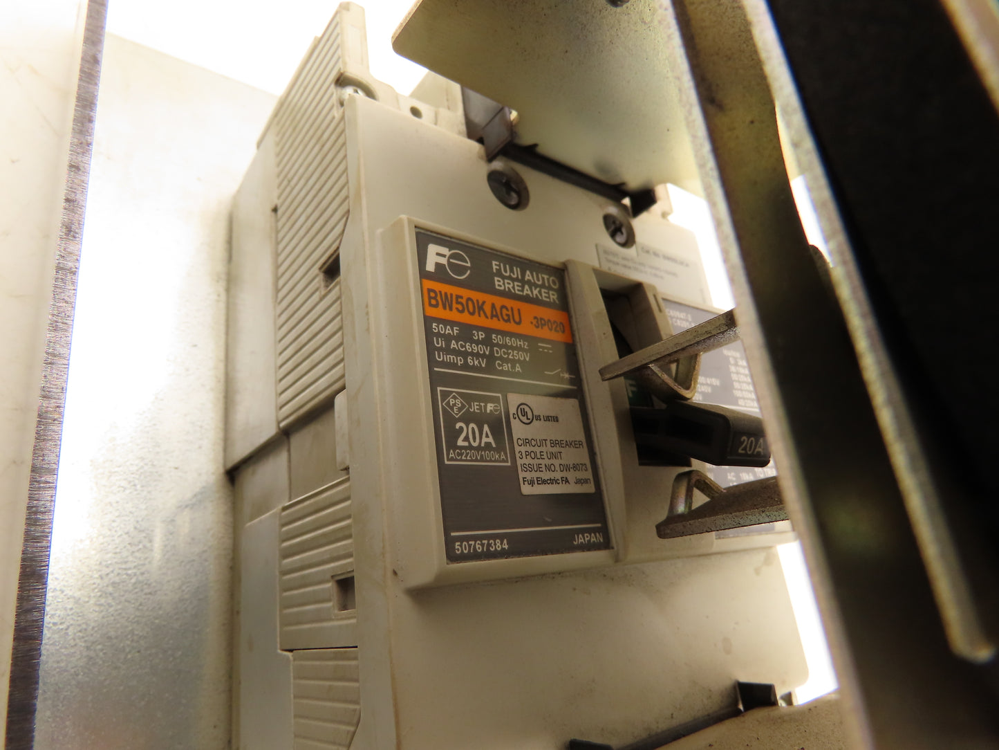Fuji Electric BW50KAGU Circuit Breaker W/Rotary Disconnect Switch 20A 3 Pole