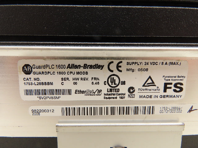 Allen Bradley 1753-L28BBBM GuardPLC 1600 I/O Module Safety Controller Ser C