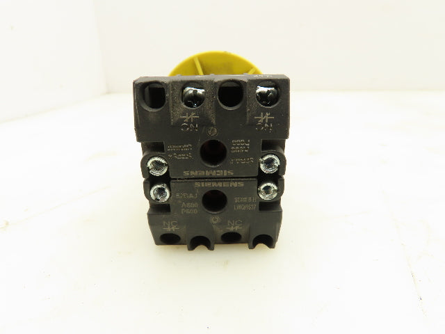 Siemens 52BP2V4 Yellow Mushroom Push-Button Push-Pull 2 Position Maintained