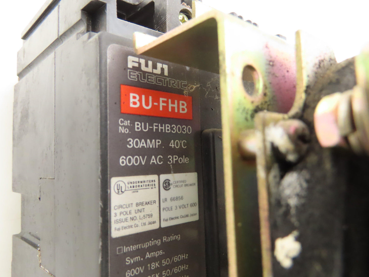 Fuji Electric BU-FHB3030 Circuit Breaker W Disconnect Switch 30A 600VAC 3 Pole