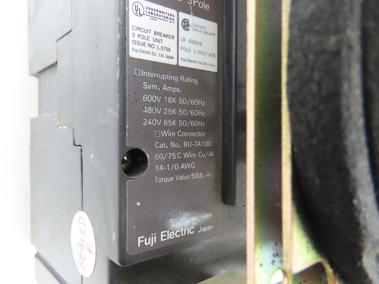 Fuji Electric BU-FHB3030 Circuit Breaker W Disconnect Switch 30A 600VAC 3 Pole