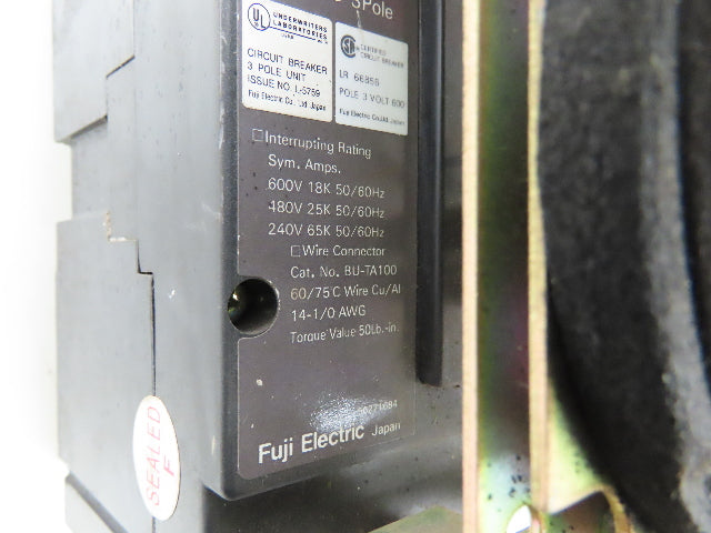 Fuji Electric BU-FHB3030 Circuit Breaker W Disconnect Switch 30A 600VAC 3 Pole