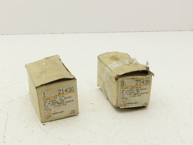 Arrow Hart 21436 Power Lock Plug 30A 600VAC 3P 4W 3/4" Lot of 2