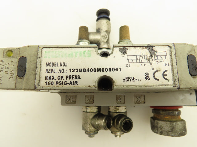 Numatics 122BB400M000061 Pneumatic 4/2 Solenoid Valve w/Manifold Base 24VDC