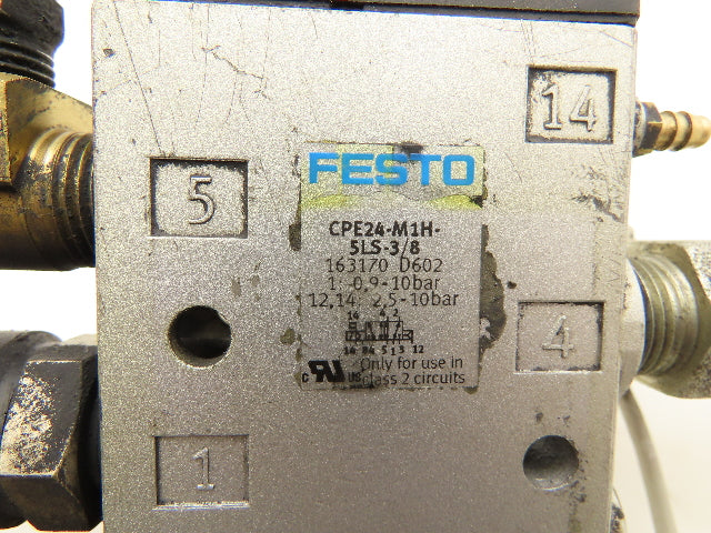 Festo CPE24-M1H-5LS-3/8 Pneumatic Solenoid Valve 24VDC 3/2 Way