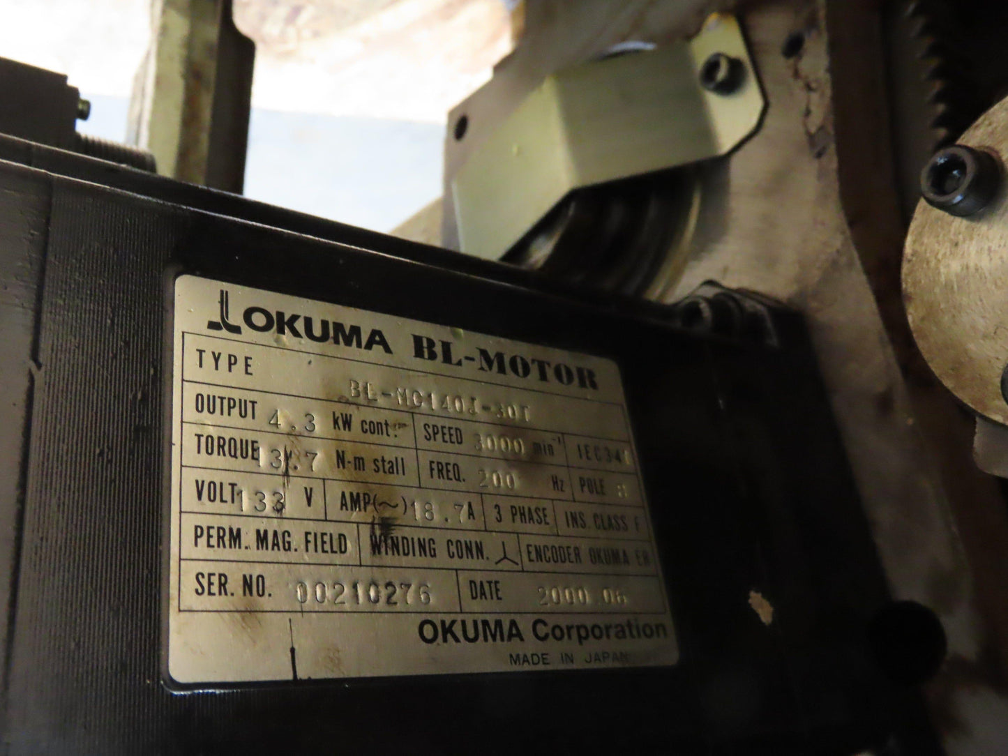 Okuma LU25 CNC Lathe 12-Position Turret Tool Changer Servo Motor BL MC140J-30T