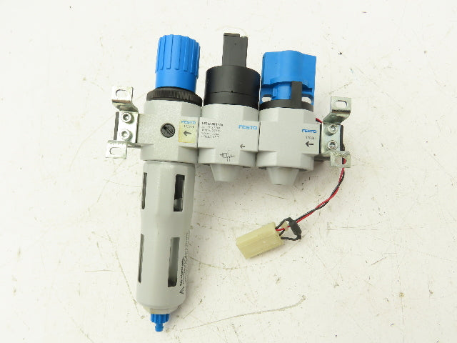 Festo LFR-D-5M-MINI Air Line Filter Regulator On/Off Valve Combo HEE-D-MINI-24