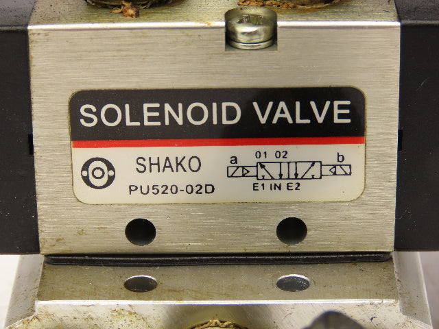 Shako PU322-02-S PU520-02D Pneumatic Solenoid Valve 3-Station Manifold 24VDC