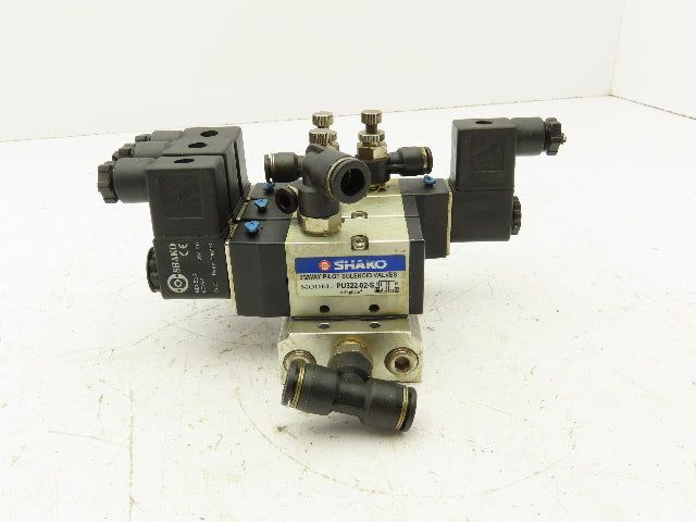 Shako PU322-02-S PU520-02D Pneumatic Solenoid Valve 3-Station Manifold 24VDC