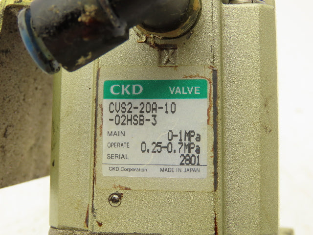 CKD CVS2-20A-10-02HSB-3 Pneumatic Solenoid Coolant Valve 3/4" 24VDC NC