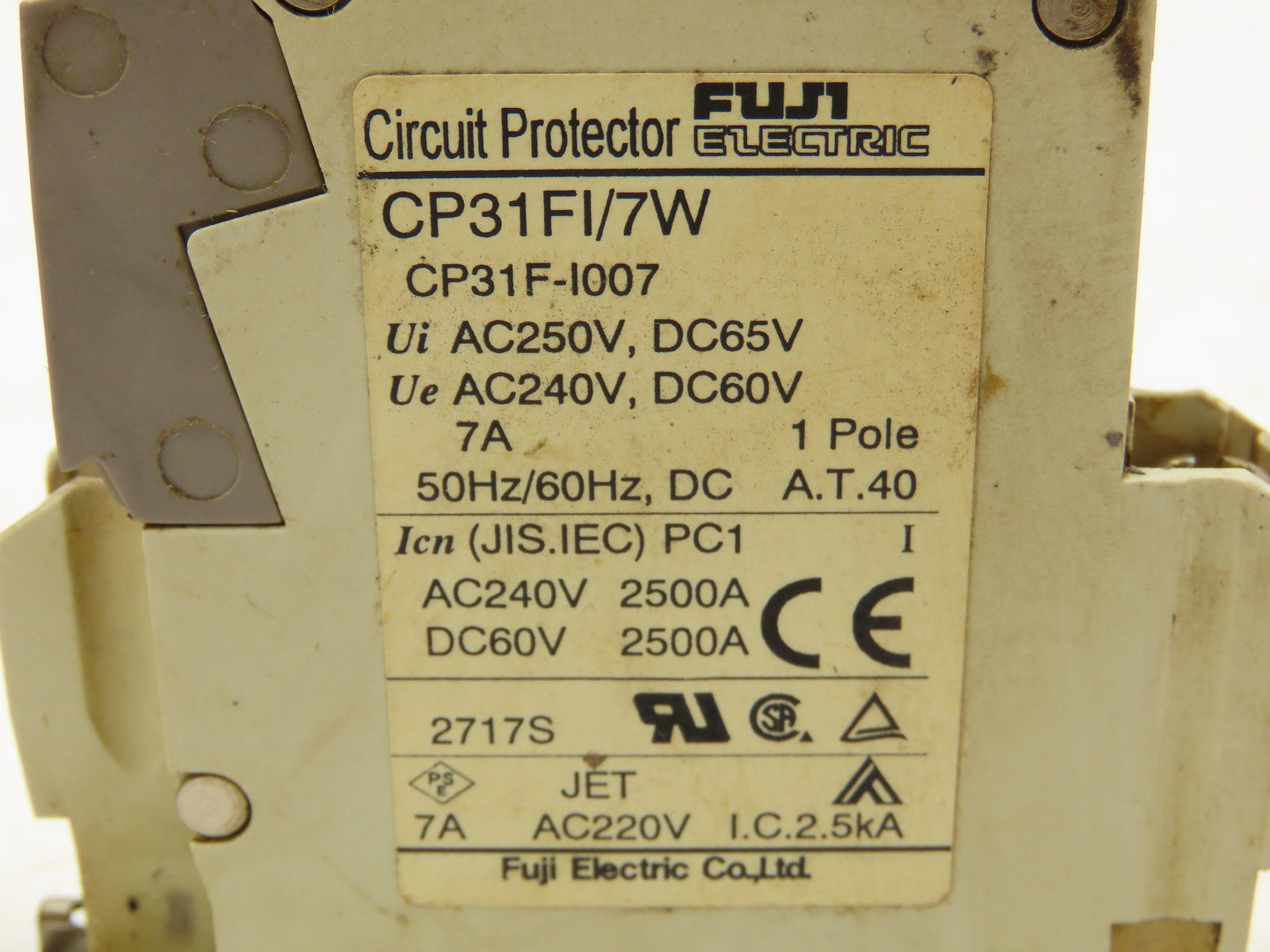 Fuji Electric CP31FI/7W Circuit Protector 1 Pole 7A 240V Lot of 4