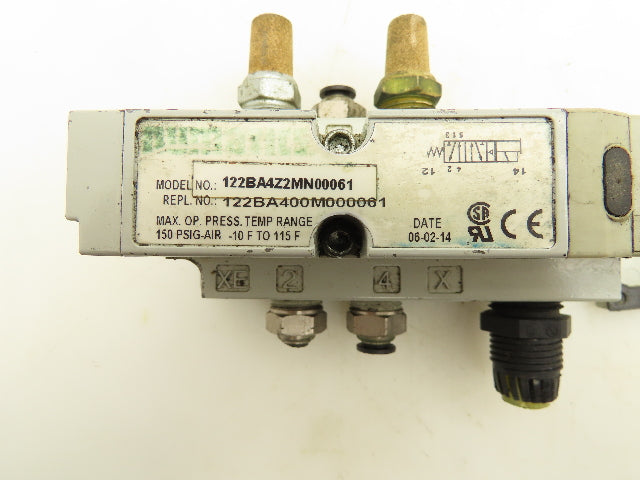 Numatics 122BA4Z2MN00061 Pneumatic Solenoid Valve w/Manifold Base 24VDC Lot of 3