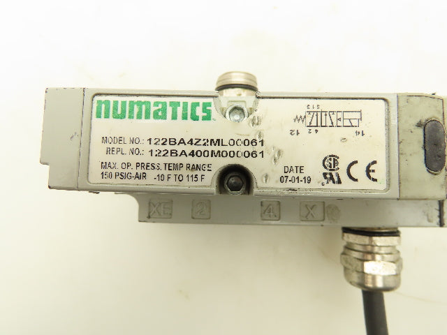 Numatics 122BA4Z2ML00061 Pneumatic Solenoid Valve w/Manifold Base 24VDC